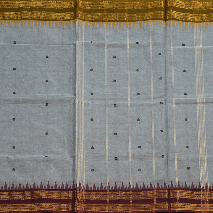 Hayagrivas Handloom Pure Cotton Saree in Soothing Silver Grey KBE397E8-7
