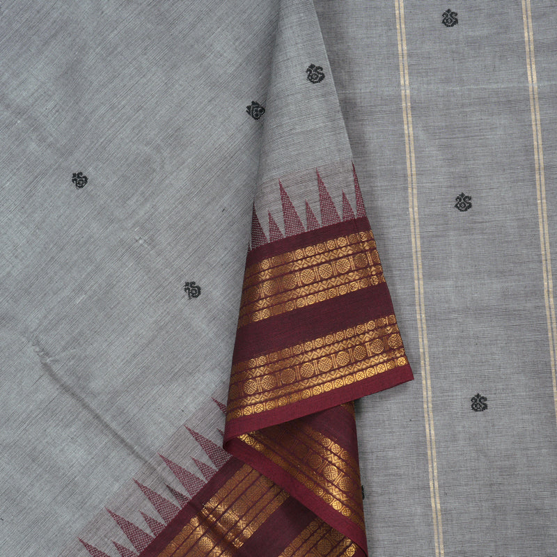 Hayagrivas Handloom Pure Cotton Saree in Soothing Silver Grey KBE397E8-7