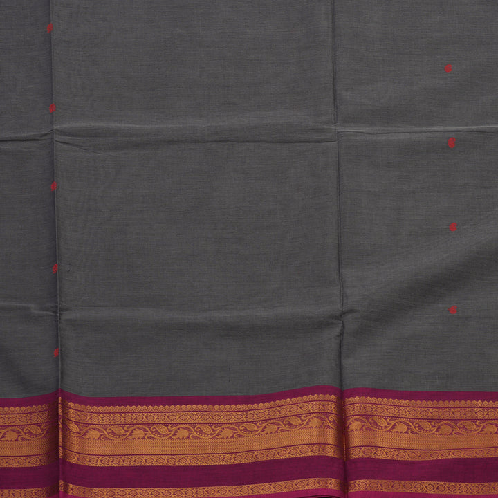 Hayagrivas Handloom Pure Cotton Saree in Smoky Dark Grey KBE397E9-5