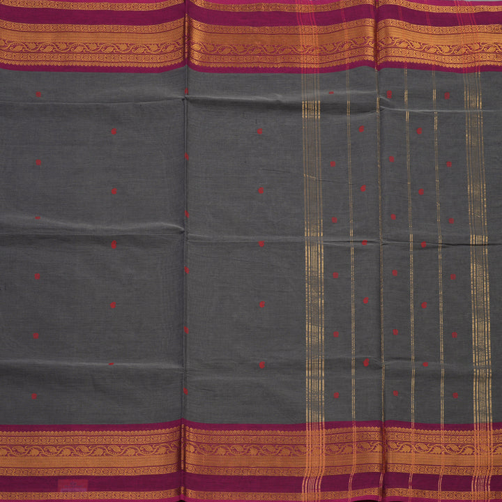 Hayagrivas Handloom Pure Cotton Saree in Smoky Dark Grey KBE397E9-5