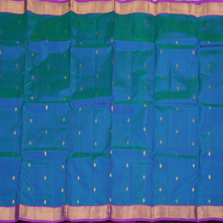 Hayagrivas Handloom Pure Kanjivaram Silk Saree in Stunning Peacock Blue KBE398E2-1