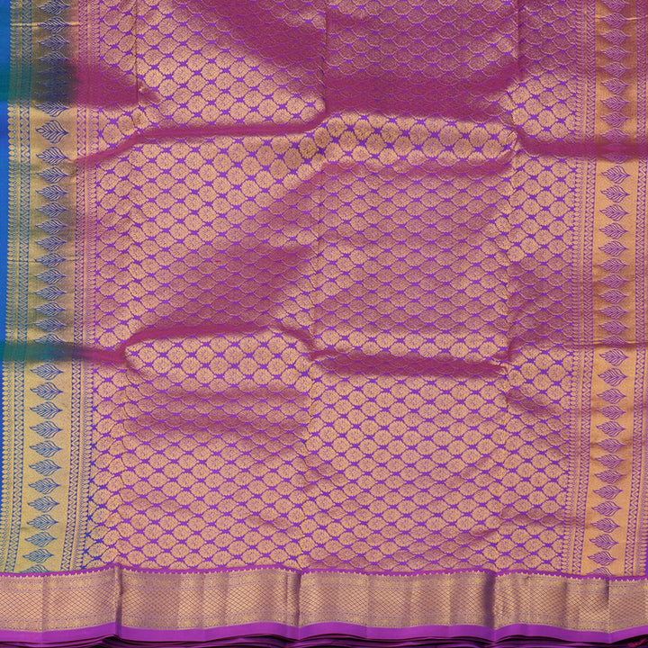 Hayagrivas Handloom Pure Kanjivaram Silk Saree in Stunning Peacock Blue KBE398E2-1