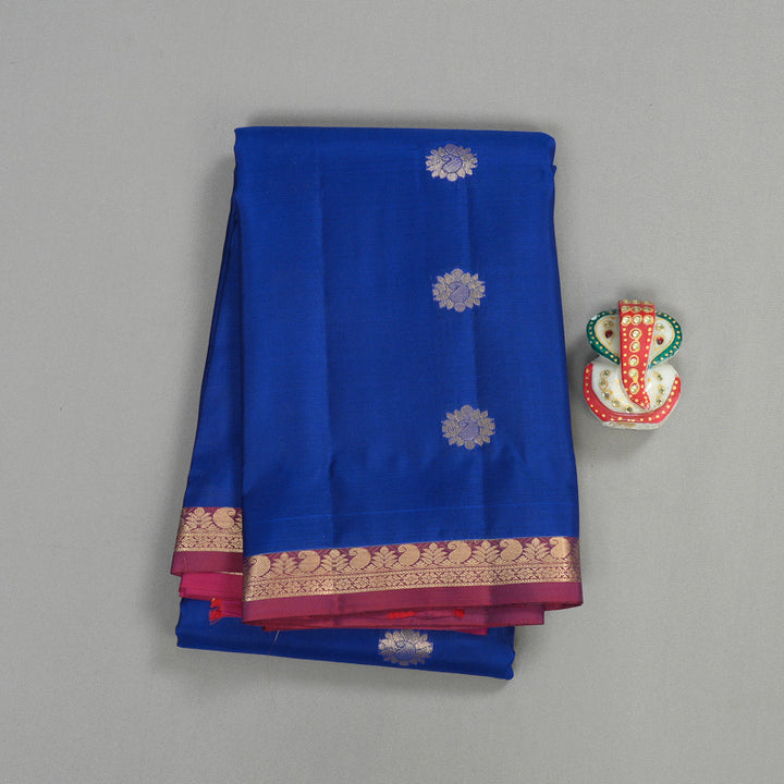 Hayagrivas Handloom kanjivaram silk saree in Blue with wine purple KBE399E1-26