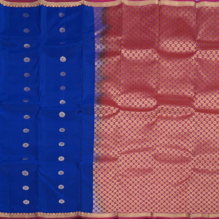 Hayagrivas Handloom kanjivaram silk saree in Blue with wine purple KBE399E1-26