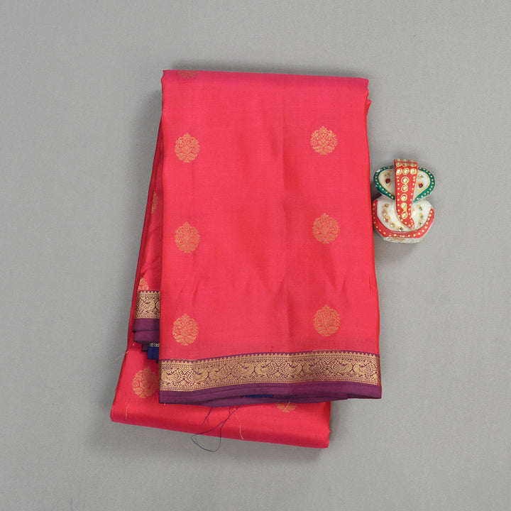 Hayagrivas Handloom kanjivaram silk saree in Reddish pink with blue KBE399E1-32
