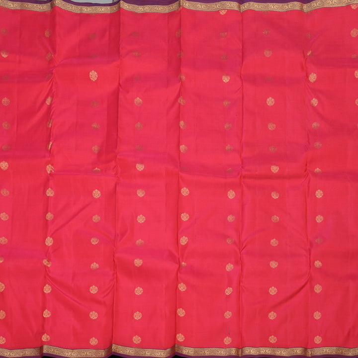 Hayagrivas Handloom kanjivaram silk saree in Reddish pink with blue KBE399E1-32