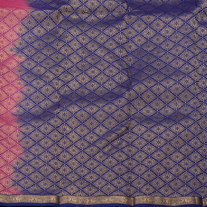 Hayagrivas Handloom kanjivaram silk saree in Reddish pink with blue KBE399E1-32