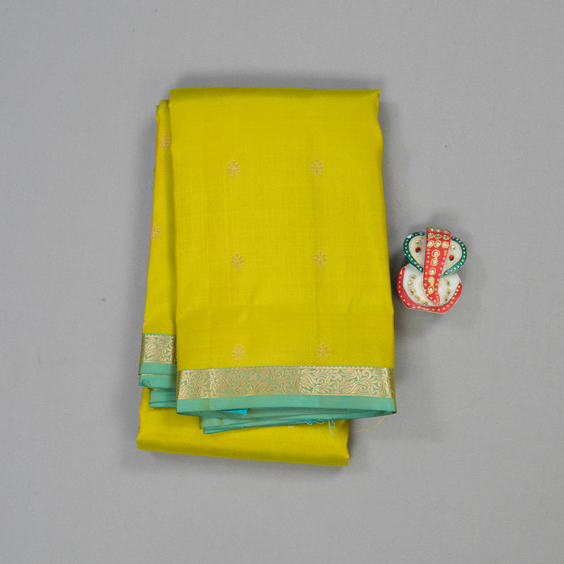 Hayagrivas Handloom Pure Kanjivaram Silk Saree in Bold Fluorescent Green KBE399E1-34