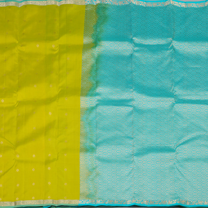Hayagrivas Handloom Pure Kanjivaram Silk Saree in Bold Fluorescent Green KBE399E1-34