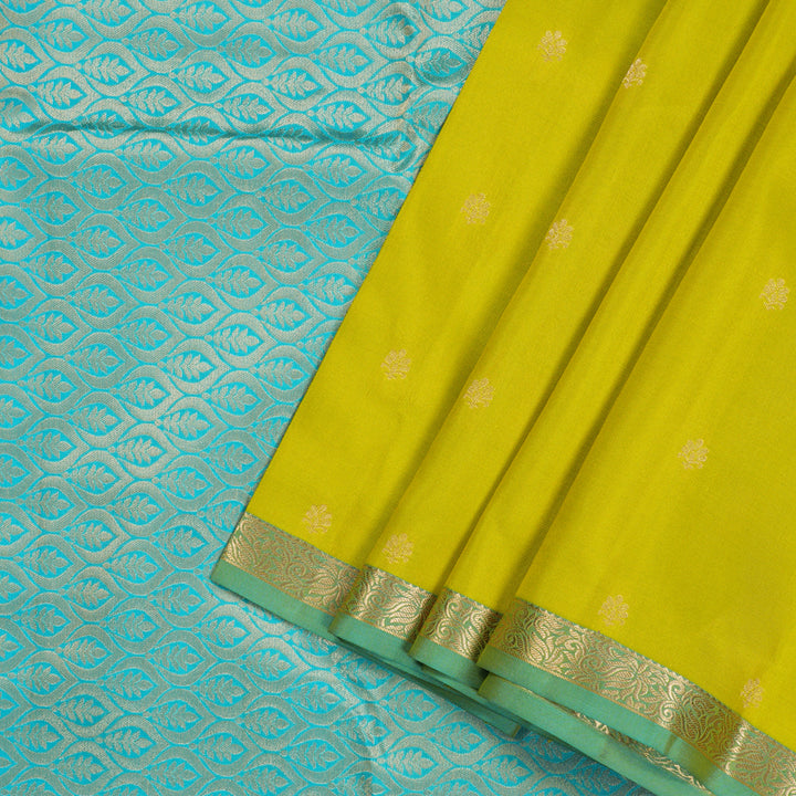 Hayagrivas Handloom Pure Kanjivaram Silk Saree in Bold Fluorescent Green KBE399E1-34