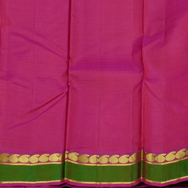 Hayagrivas Honey Mustard Handloom Kanjivaram Silk Saree with Pink Border KBE3D1-27
