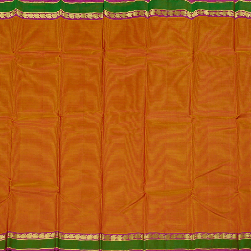 Hayagrivas Honey Mustard Handloom Kanjivaram Silk Saree with Pink Border KBE3D1-27