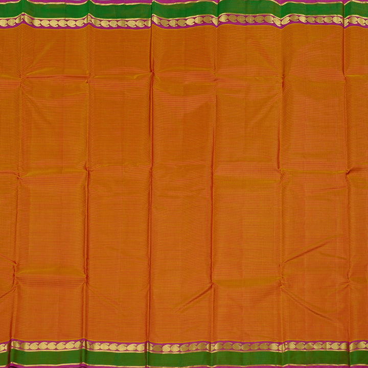 Hayagrivas Honey Mustard Handloom Kanjivaram Silk Saree with Pink Border KBE3D1-27