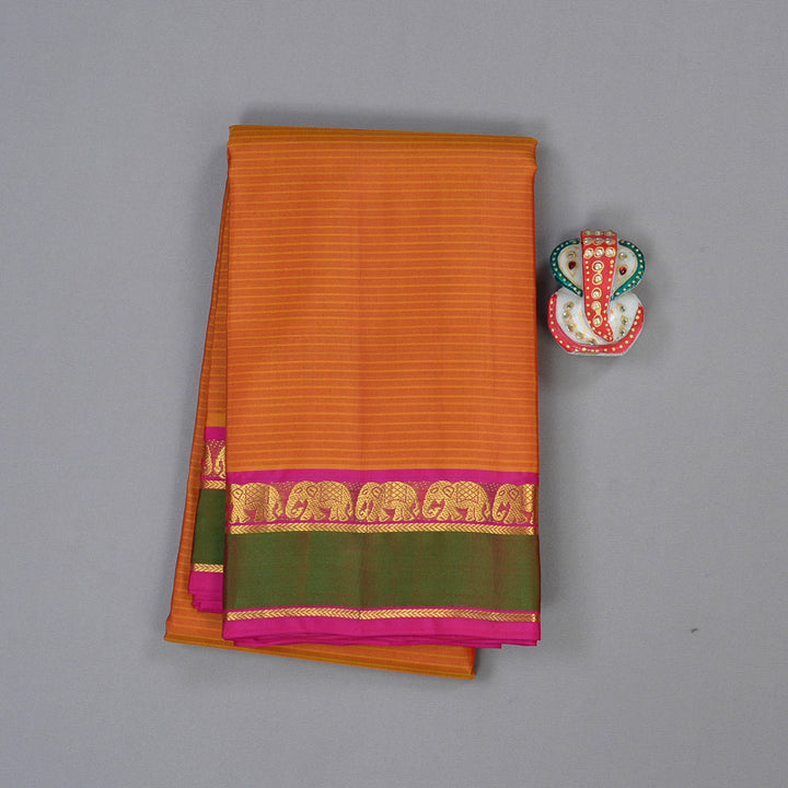 Hayagrivas Handloom Kanjivaram Silk Saree in Stylish Honey Mustard KBE3D1-34