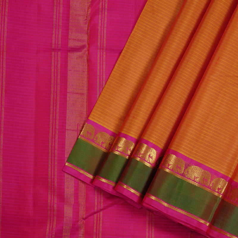 Hayagrivas Handloom Kanjivaram Silk Saree in Stylish Honey Mustard KBE3D1-34