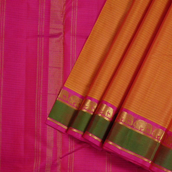 Hayagrivas Handloom Kanjivaram Silk Saree in Stylish Honey Mustard KBE3D1-34