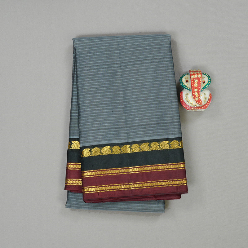 Hayagrivas Handloom Kanjivaram Silk Saree in Timeless Dark Grey KBE3D1-35