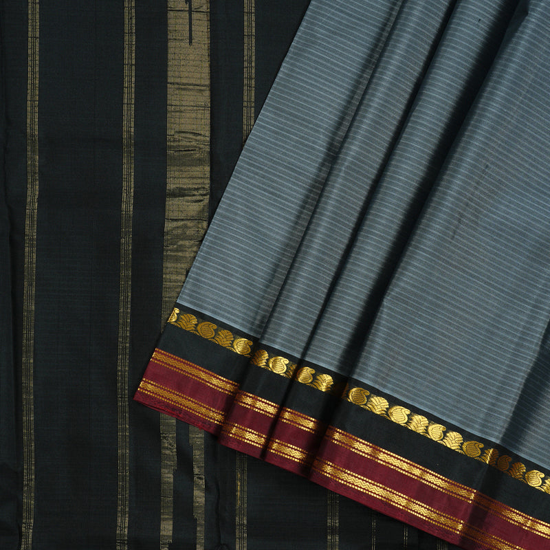 Hayagrivas Handloom Kanjivaram Silk Saree in Timeless Dark Grey KBE3D1-35