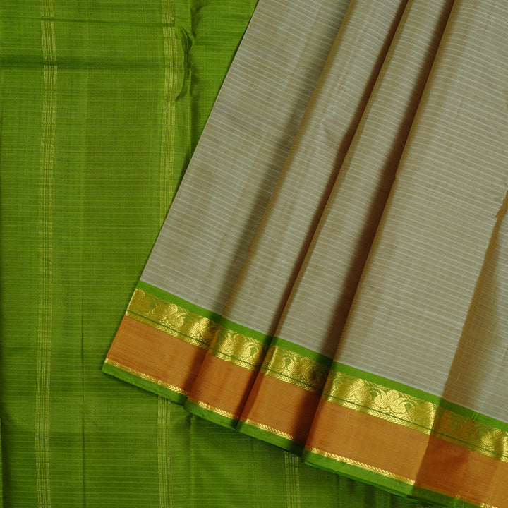 Hayagrivas Handloom Kanjivaram Silk Saree in Sophisticated Beige KBE3D1-43