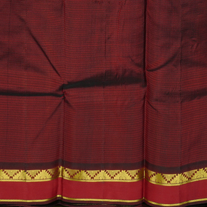 Hayagrivas Burnt Orange Handloom Kanjivaram Silk Saree with Maroon Border KBE3D1-8