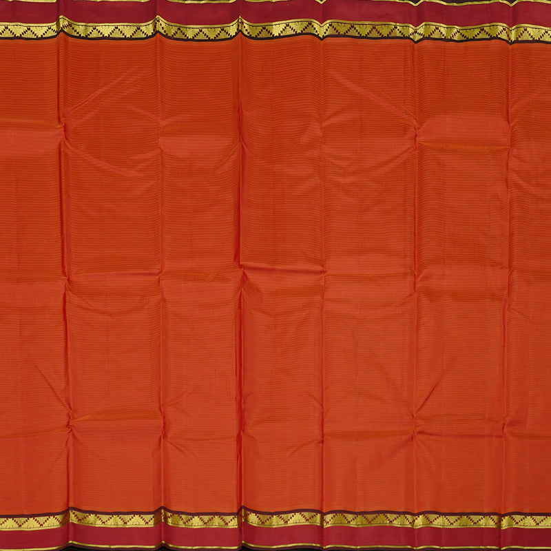 Hayagrivas Burnt Orange Handloom Kanjivaram Silk Saree with Maroon Border KBE3D1-8