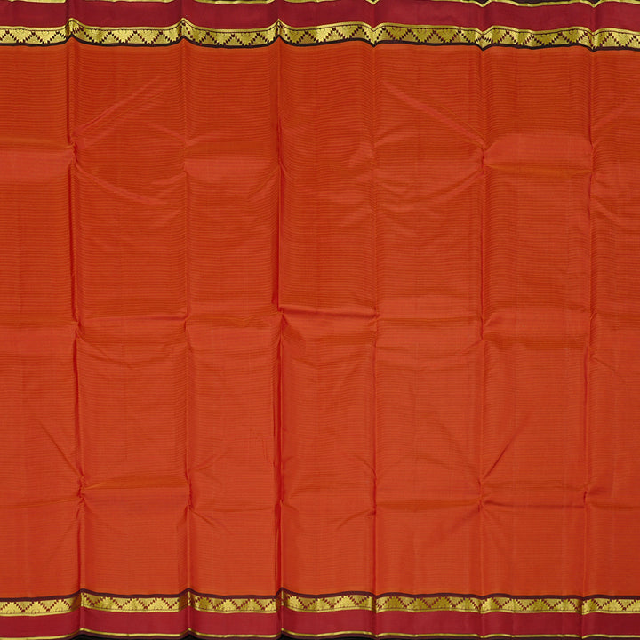 Hayagrivas Burnt Orange Handloom Kanjivaram Silk Saree with Maroon Border KBE3D1-8