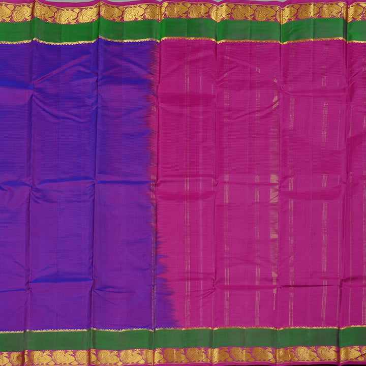 Hayagrivas Purple Handloom Kanjivaram Silk Saree with Mandhalir and Pink Border KBE3D2-20