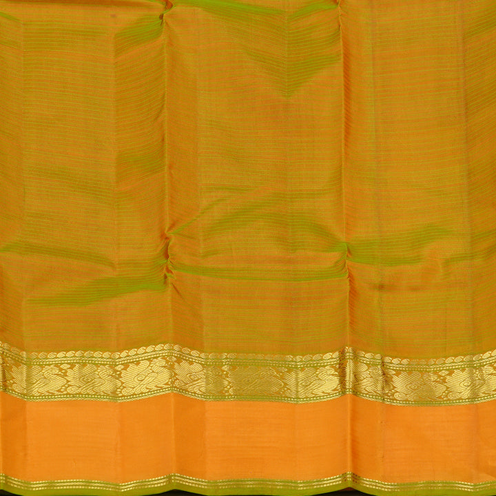 Hayagrivas Orangish Pink Handloom Kanjivaram Silk Saree with Mango Yellow Border KBE3D2-7