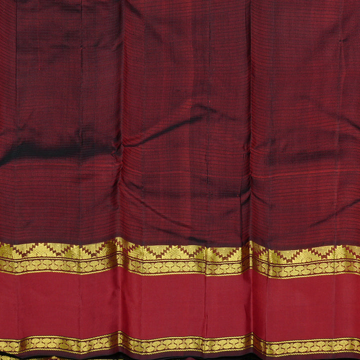 Hayagrivas Handloom Kanjivaram Silk Saree in Glowing Orange KBE3D2-9
