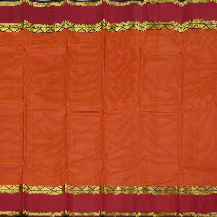 Hayagrivas Handloom Kanjivaram Silk Saree in Glowing Orange KBE3D2-9