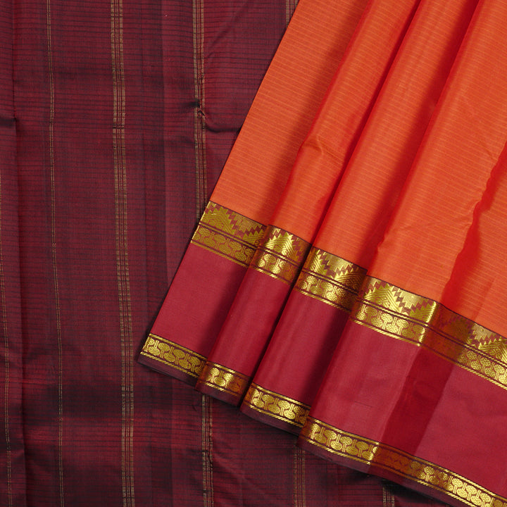 Hayagrivas Handloom Kanjivaram Silk Saree in Glowing Orange KBE3D2-9