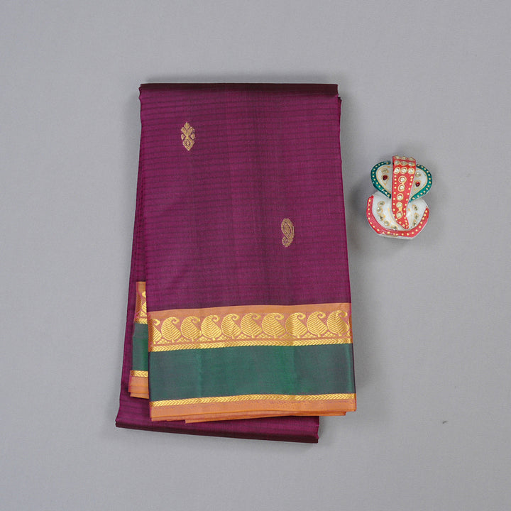 Hayagrivas Handloom Kanjivaram Silk Saree in Elegant Dark Purple KBE3D3-4