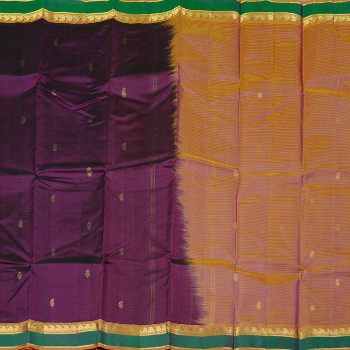 Hayagrivas Handloom Kanjivaram Silk Saree in Elegant Dark Purple KBE3D3-4