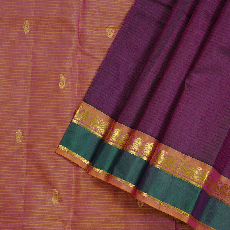 Hayagrivas Handloom Kanjivaram Silk Saree in Elegant Dark Purple KBE3D3-4