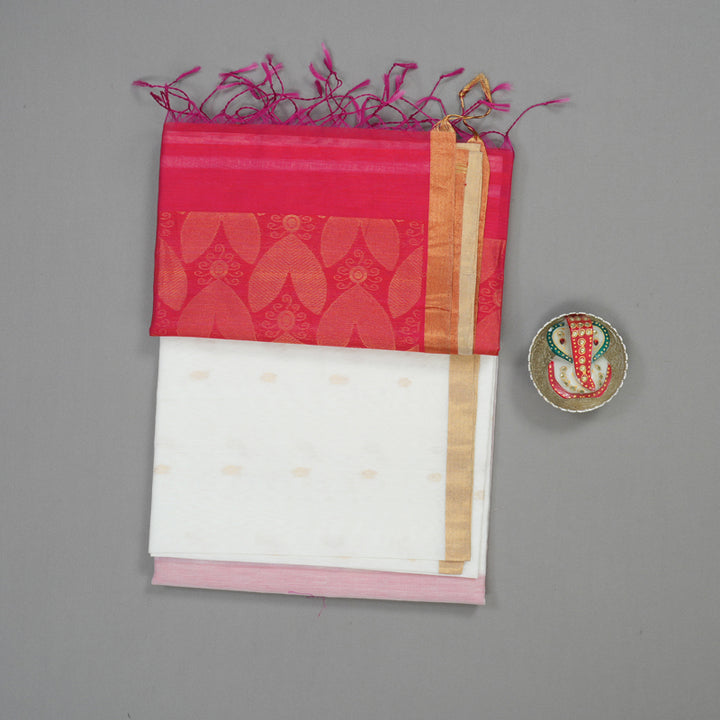 Hayagrivas White Pure Kora Silk Cotton Saree with Small Border KBE400E3-5