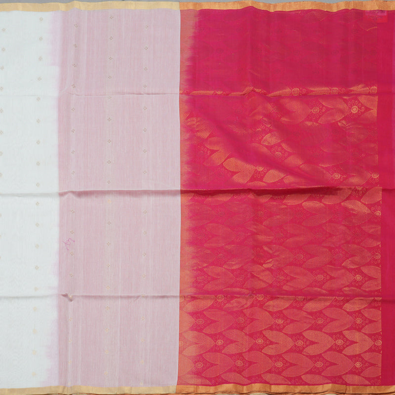 Hayagrivas White Pure Kora Silk Cotton Saree with Small Border KBE400E3-5