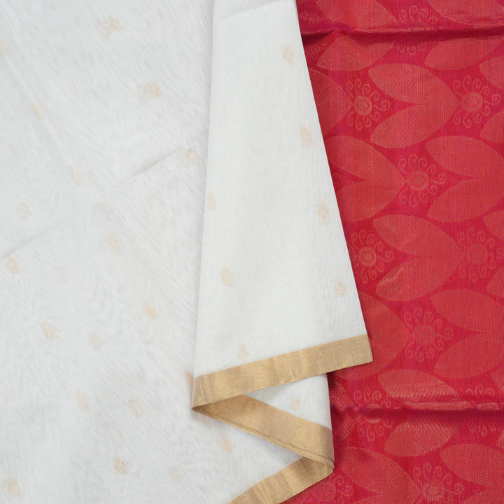 Hayagrivas White Pure Kora Silk Cotton Saree with Small Border KBE400E3-5