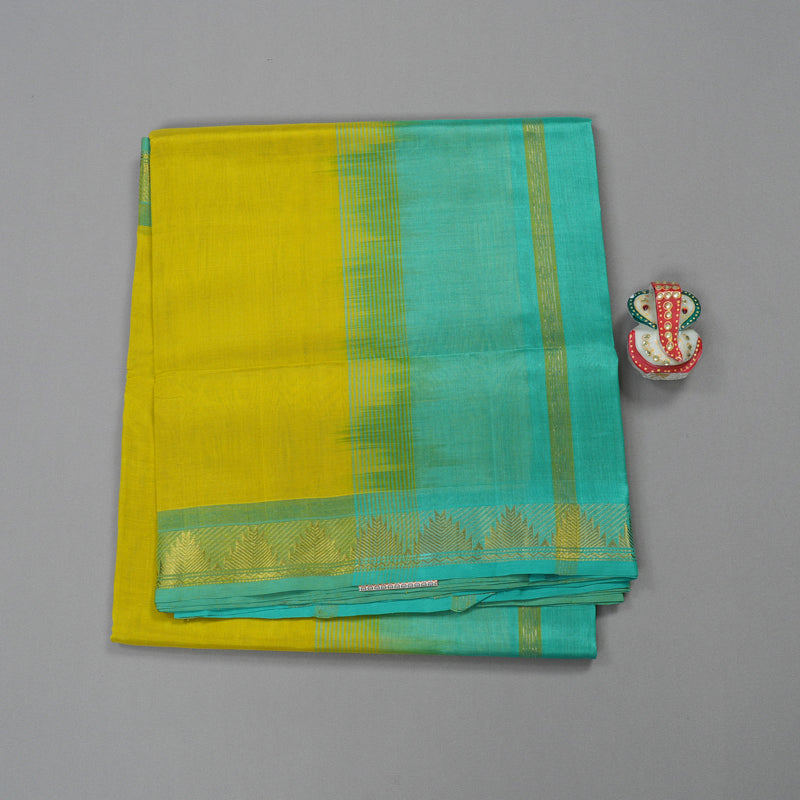 Hayagrivas Handloom Pure Silk Cotton Saree in Vivid Lemon Green KBE401E1-10