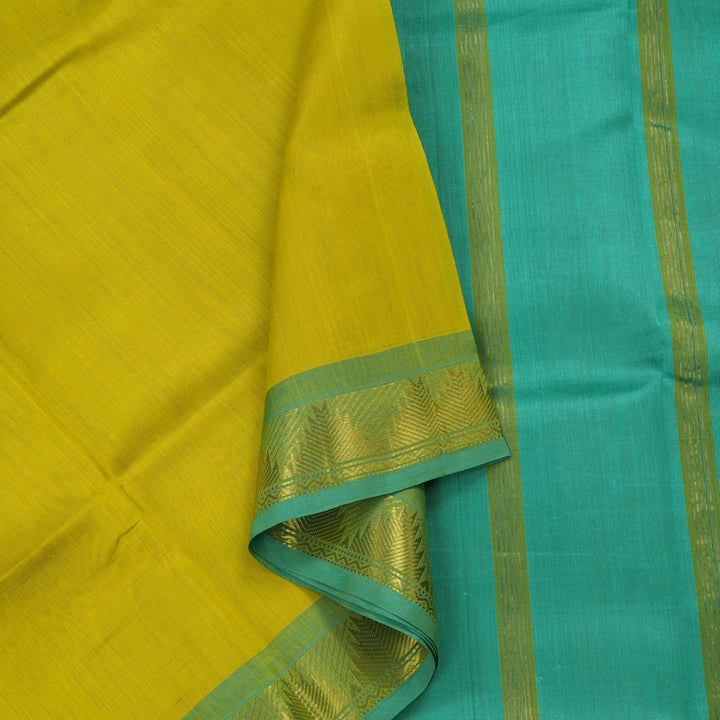 Hayagrivas Handloom Pure Silk Cotton Saree in Vivid Lemon Green KBE401E1-10