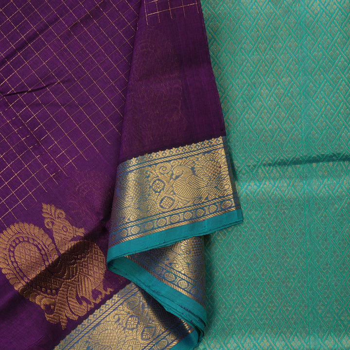 Hayagrivas Handloom Pure Silk Cotton Saree in Attractive Dark Purple KBE401E10-12
