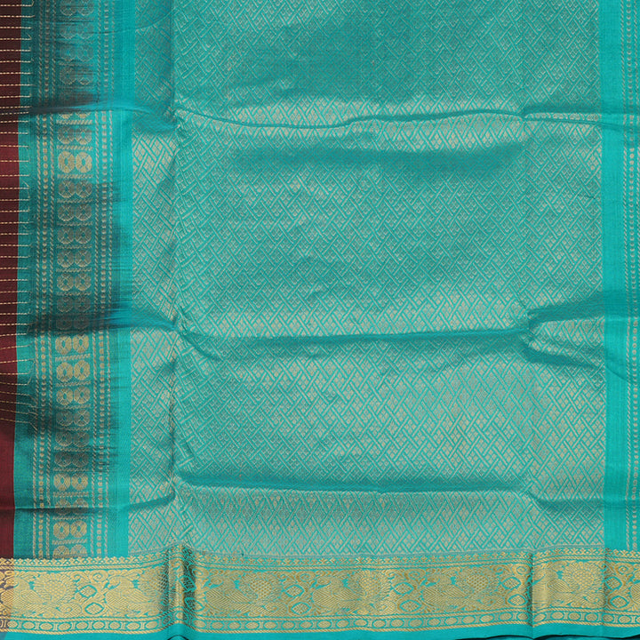 Hayagrivas Handloom Pure Silk Cotton in Dark Maroon with Sea Blue Jari checks KBE401E10-4