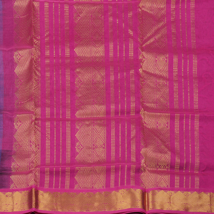 Hayagrivas Pure Silk Cotton Saree in Light Blue Violet with Pink KBE401E12-3