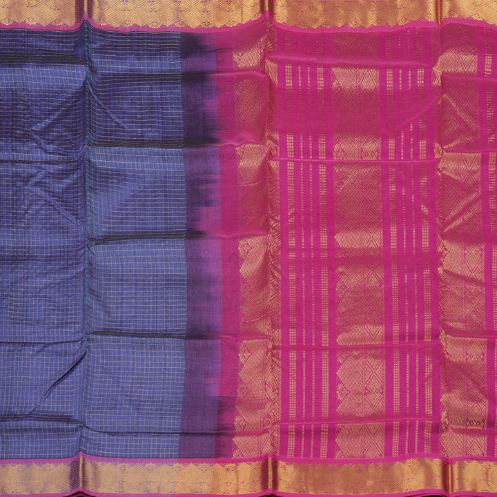 Hayagrivas Pure Silk Cotton Saree in Light Blue Violet with Pink KBE401E12-3