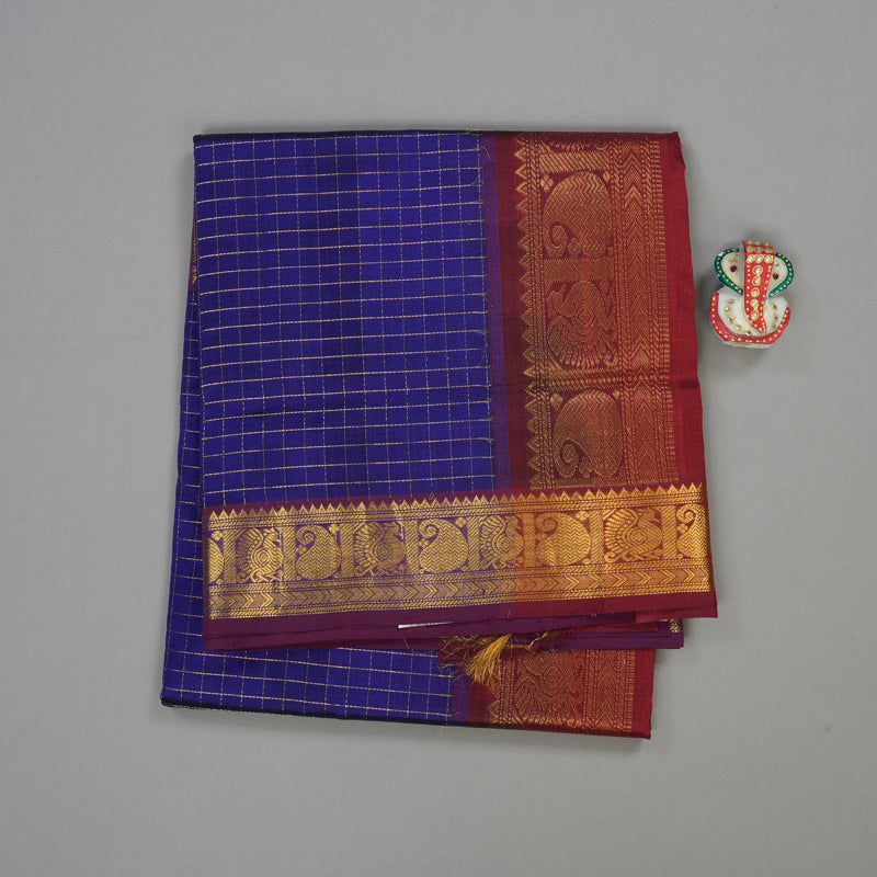 Hayagrivas Handloom Pure Silk Cotton Saree in Brilliant Blue KBE401E12-7