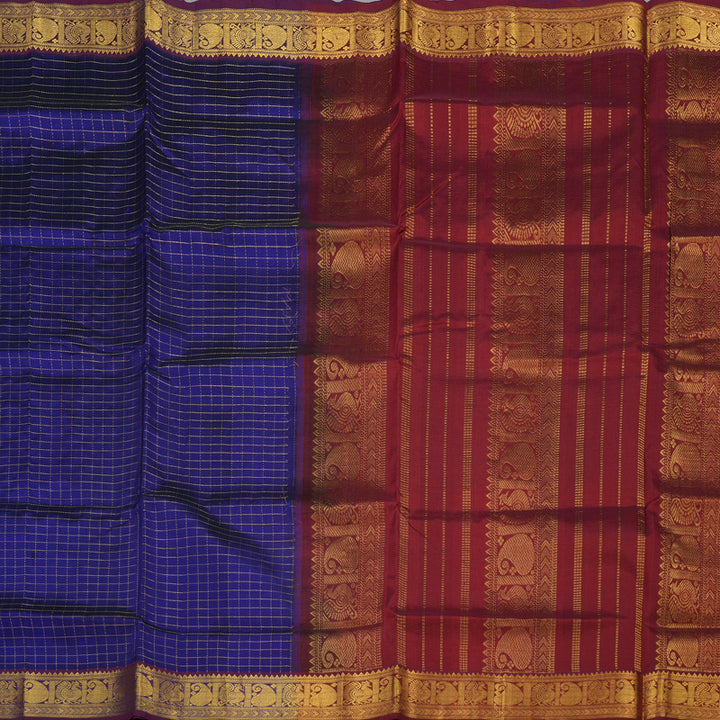 Hayagrivas Handloom Pure Silk Cotton Saree in Brilliant Blue KBE401E12-7