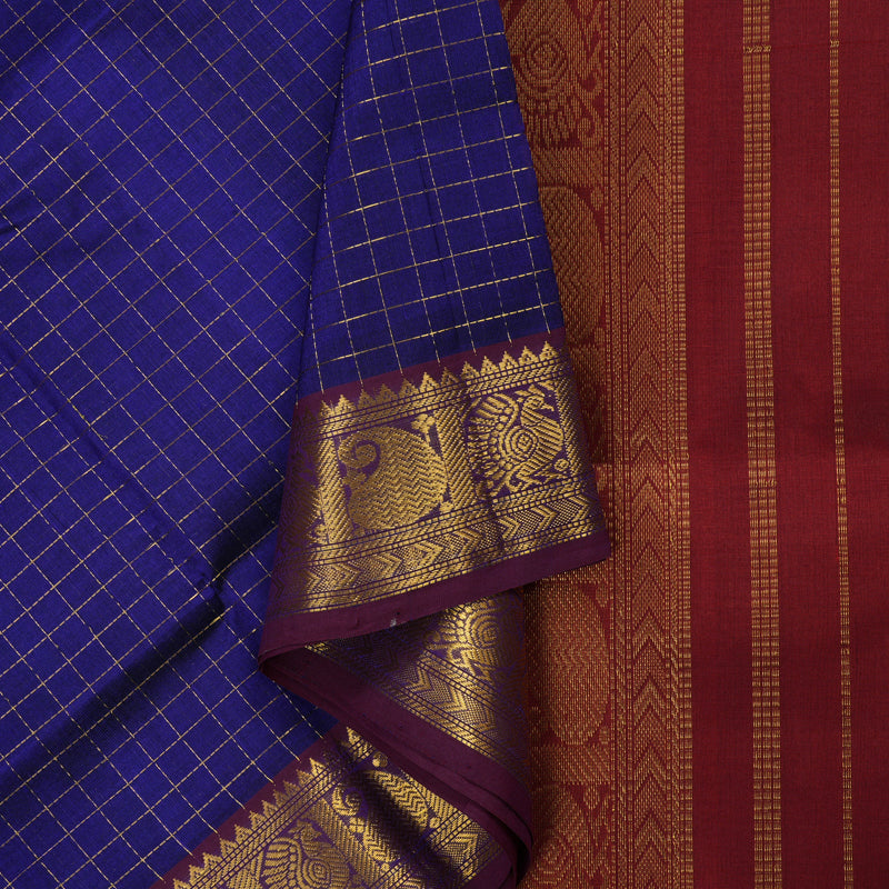 Hayagrivas Handloom Pure Silk Cotton Saree in Brilliant Blue KBE401E12-7
