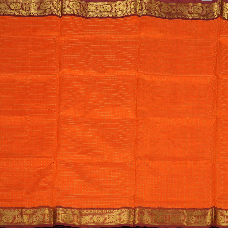 Hayagrivas Pure Silk Cotton saree in Vibrant Orange with Maroon KBE401E13-2