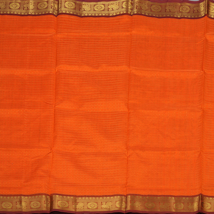 Hayagrivas Pure Silk Cotton saree in Vibrant Orange with Maroon KBE401E13-2