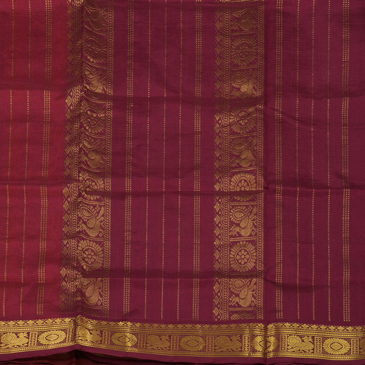Hayagrivas Pure Silk Cotton saree in Vibrant Orange with Maroon KBE401E13-2