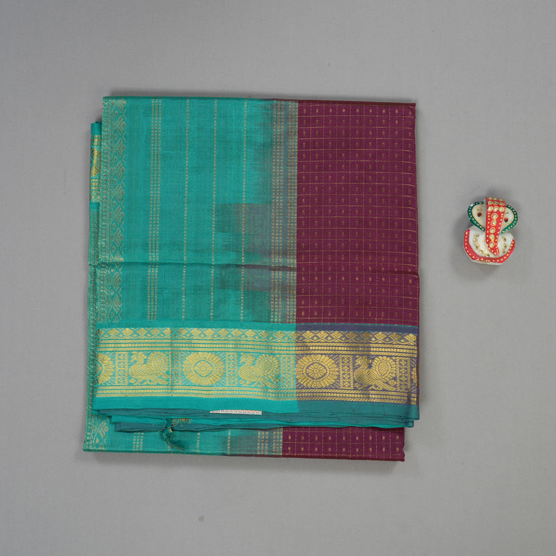 Hayagrivas Handloom Pure Silk Cotton Saree in Regal Dark Purple KBE401E13-3